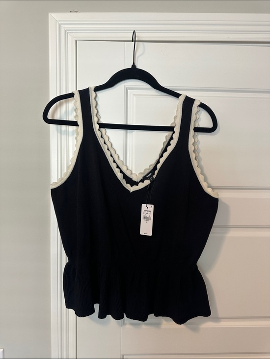 Express Tops - Express Black Peplum Tank Size L